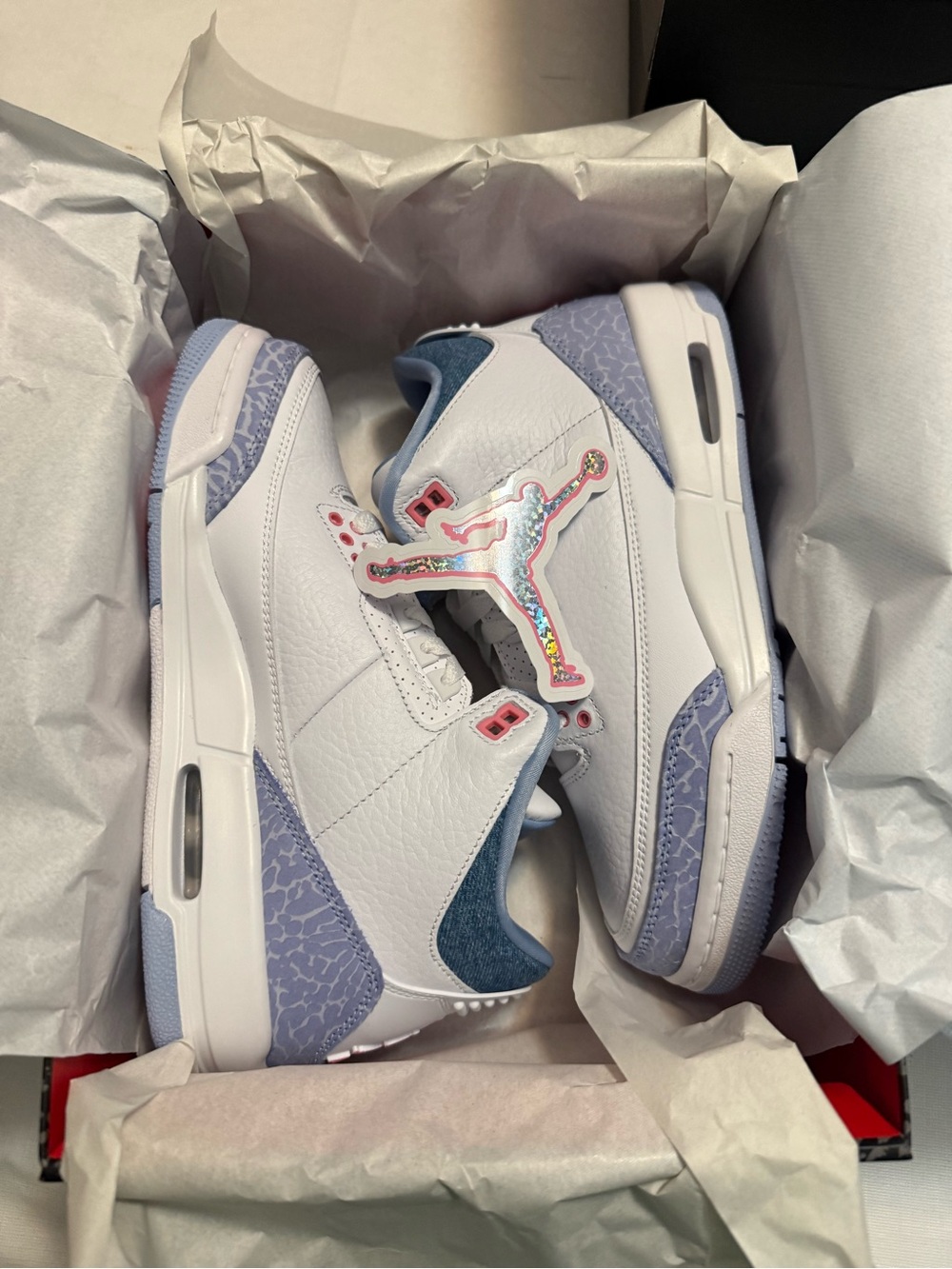 Jordan Women's Retro 3 Sneakers in White and Lavender